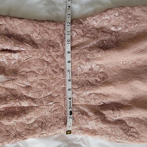 BCBGMaxAzria Women's Abigail Dusty Pink Lace Sequin Mini Dress- Size 2 - Picture 11 of 17